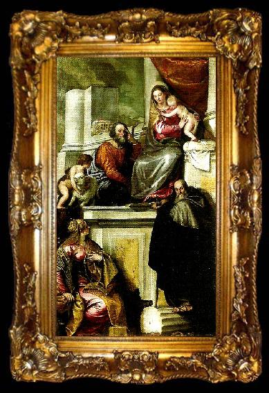 framed  Paolo  Veronese holy family with john the baptist, ss. anthony abbot and catherine, ta009-2